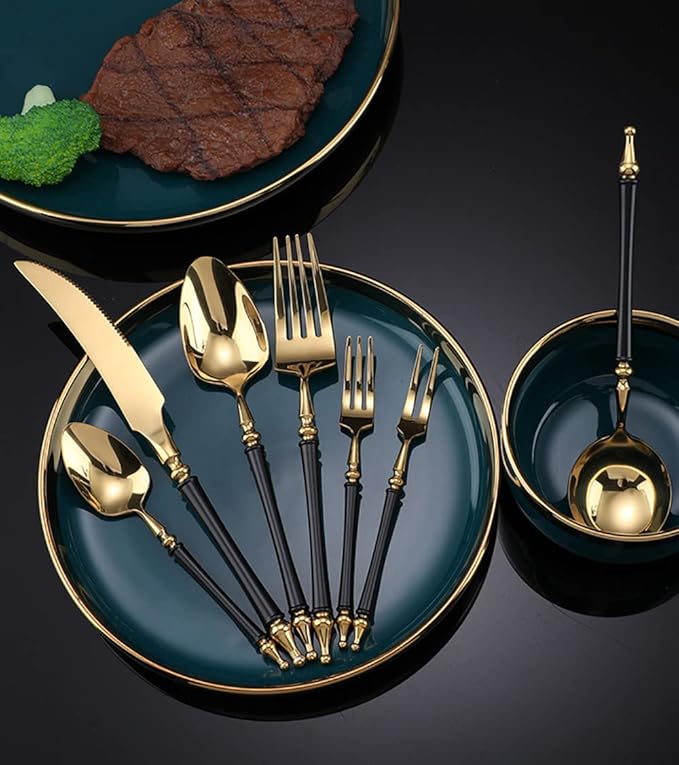 Silverware Set for 6 Modern 30 Piece Flatware Cutlery Utensils Set Durable 18/10 Stainless Steel Include Knives Forks and Spoons Tableware Set for Home Kitchen Wedding Mirror Polished