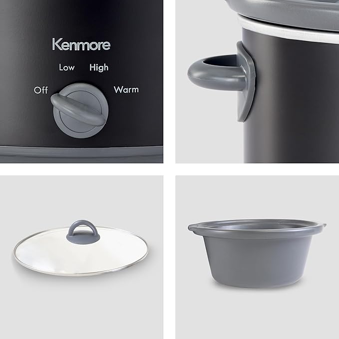 Kenmore 5 Quart Slow Cooker - Crock pot with Programmable Settings,Digital Controls, Large Capacity for Family Meals, Dishwasher-Safe Stoneware, Warm Rice & Sous Vide Stew