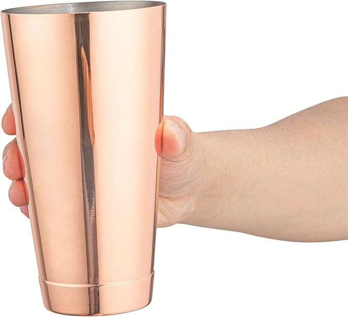 Restaurantware Bar Lux 24 Ounce Boston Shaker 1 Copper-Plated Cocktail Shaker - Weighted Bottom No Leak Stainless Steel Martini Drink Mixer Essential Bar Tool For Home Use Or Bartenders