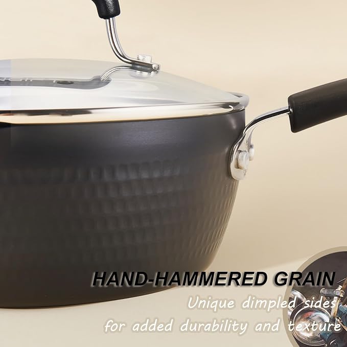 Nonstick Small Sauce Pan with Lid, 1.75QT Yukihira Sauce pan with Pour Spouts, Multipurpose Handy Little Saucepan with Stay Cool Handle, Small Pots for Cooking, Soups, Noodles, Milk