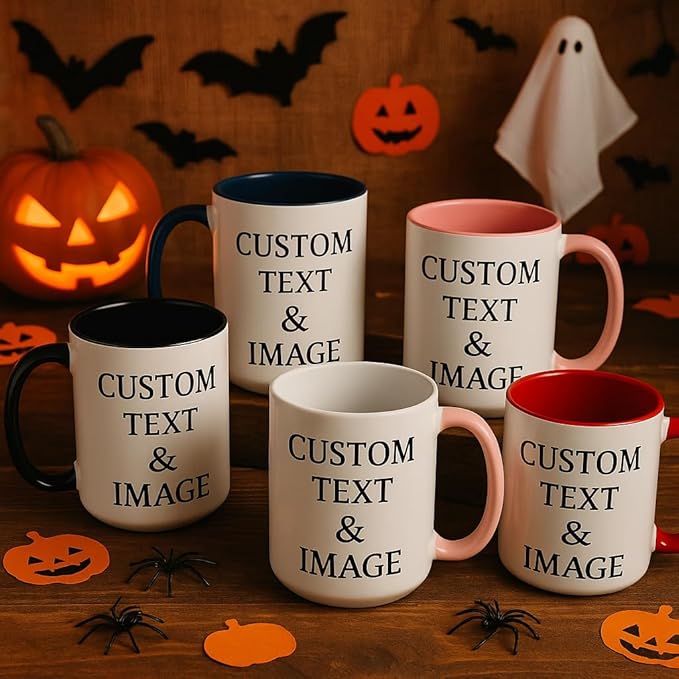 Customized 15oz Ceramic Coffee Mugs with Personalized Text and Photo Image Upload Novelty Gift, Personalize With Different Design And Images, Custom Gift (Pink)