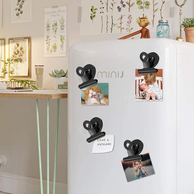 VNDUEEY 12 Pack Black Refrigerator Magnets Fridge Magnet, Magnetic Clips for Whiteboard, Magnet Clips Heavy Duty for Kitchen & Office Home Organizing