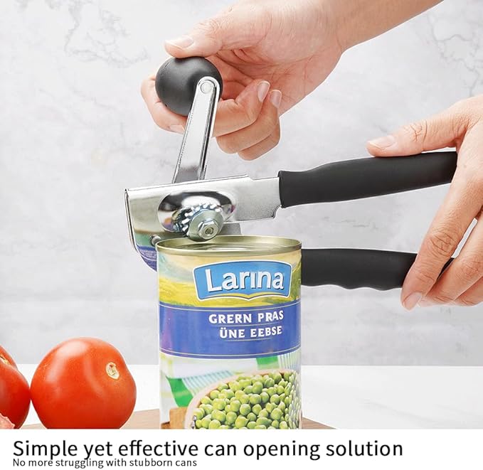Smooth Edge Safety Cutter Manual Can Opener with Commercial Comfortable Crank Handle Heavy Duty Can Opener-Easy to Use (Heavy Duty Can Open)