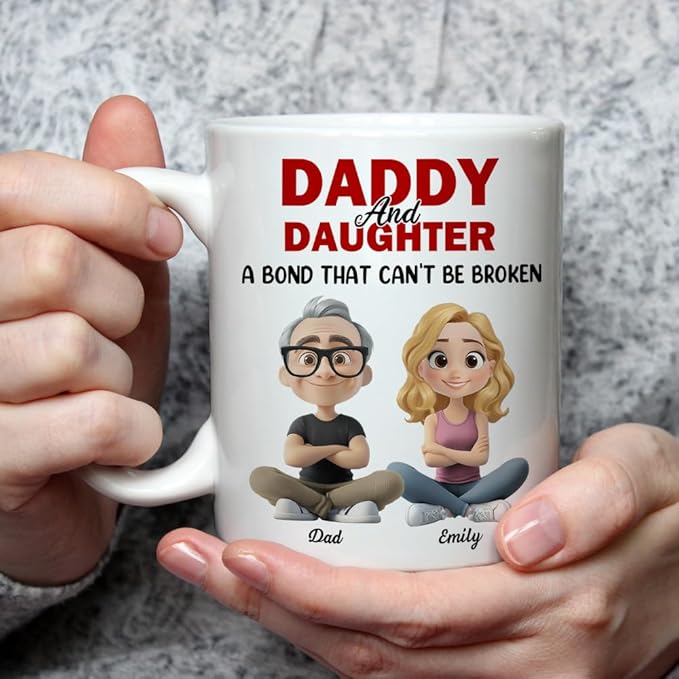 Wrappiness Dad And Daughter Personalized Coffee Mug - A Bond That Can't Be Broken, Thoughtful Gifts for Daughter from Dad, Mothers Day Birthday Gift from Father