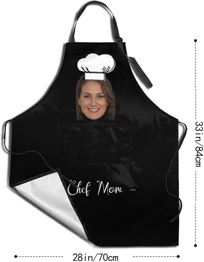 Custom Dog Face Apron for Men Women, Personalized Photo Bib Apron with Pockets, Customized Chef Aprons