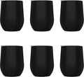 DISCOUNT PROMOS Stemless Wine Glass Tumblers with Lids by Largo 11 oz. Set of 6, Bulk Pack - Perfect for Wine, Cocktails, Other Hot & Cold Beverages - Black