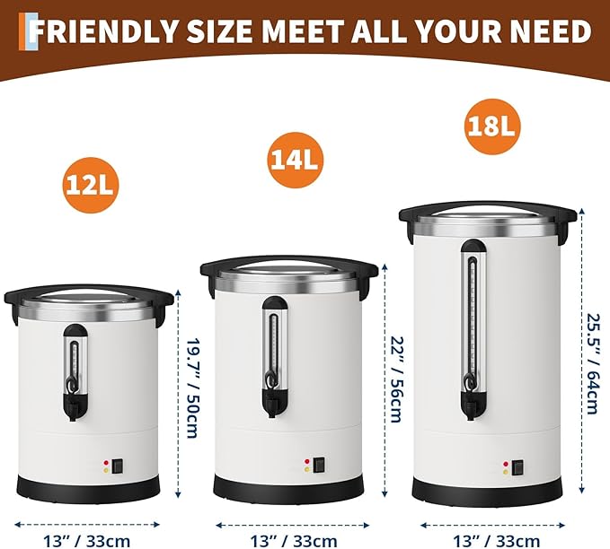 120 Cups Large Coffee Urn with Double Wall Insulation, 18L/4.8 Gallon Stainless Steel Commercial Electric Coffee Maker with Hot Drinks and Hot Water, for Weddings, Parties, Catering, and Buffets
