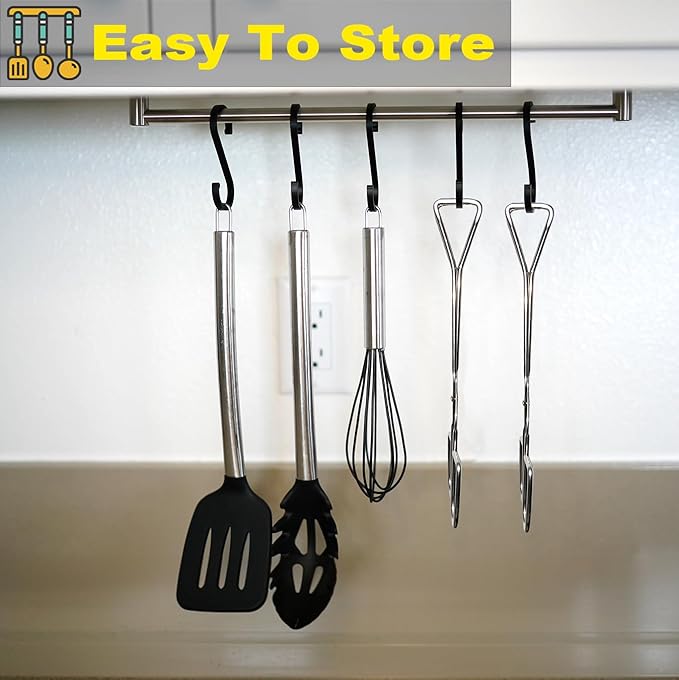 11-Inch Heavy Duty Stainless Steel Kitchen Tongs - Comfortable Ergonomic Grip, Scissor Design, Heat Resistant for BBQ and Cooking