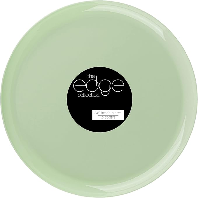 [30 Pack 10.7''] Mint Green Plastic Party Plates Edge Collection Premium heavyweight Elegant Disposable Tableware Dishes