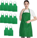 10 Pack Green Aprons Bulk for Women Men, Painting Baking Grilling BBQ Art Artist Cooking Kitchen Bib Apron with Pockets (10, Green)