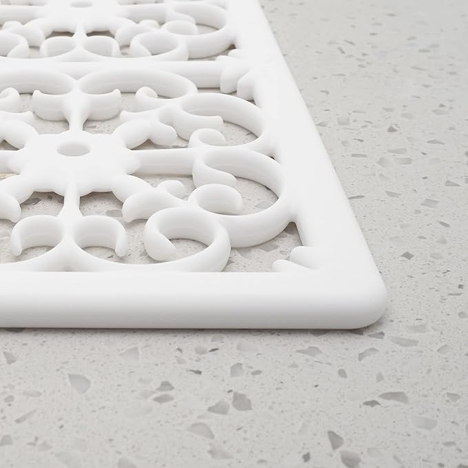 GASARÉ, Extra Large, Thick, Silicone Trivet for Hot Dishes, Pots, and Pans, Heat Resistant Mat for Countertop, Hot Pad for Kitchen, Easy to Clean, 12 x 10.9 x 3/8 Inches, White