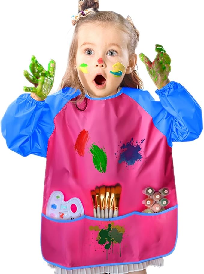 KUUQA Waterproof Children Art Smock Kids Art Aprons, Painting Supplies (Paints and brushes not included)