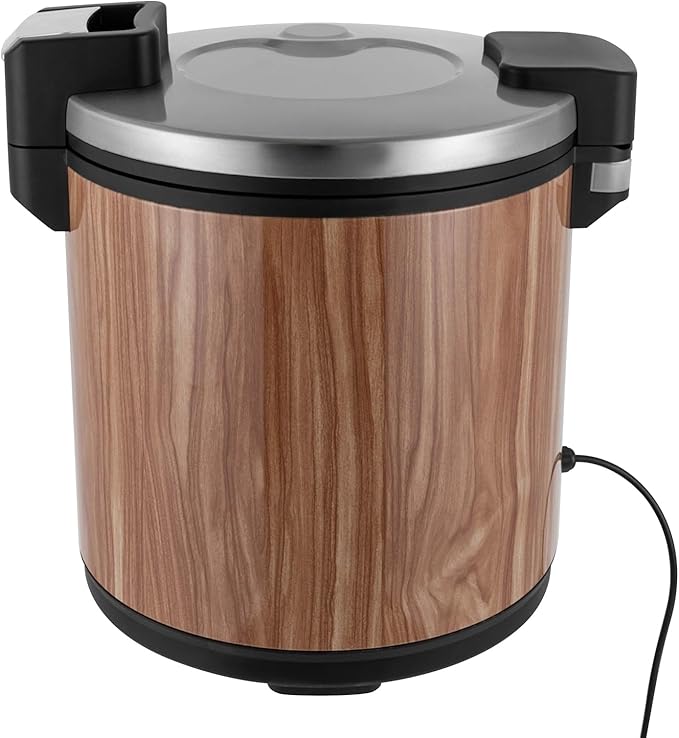 Commercial Rice Cooker 23L/6Gal Stainless Steel Electric Rice Warmer 100 Cup With One-Touch Operation Large Capacity Rice Cooker 110V 110W Wood Color