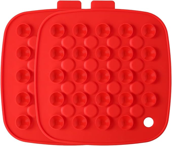 Happy Kit 2 PCS Silicone Trivets for Kitchen Accessories，Trivet Design for Cooking with Kids, Give Glass Bowls Non-Slip Bottom,Trivets for Hot Dishers, Jar Opener（RED）