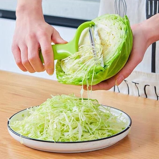 2PC Green Cabbage Shredder,Vegetable Cutter Cabbage Slicer,Stainless Steel Fruit Vegetable Potato Peeler Cabbage Graters Kitchen Must Have for Home Restaurants 18 * 12cm