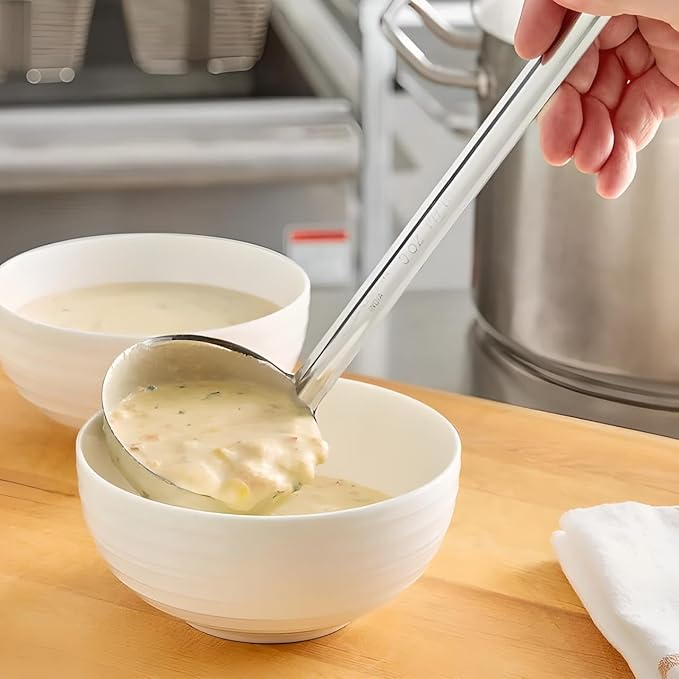 OCS Parts Set of 3 Stainless Steel Culinary Ladles | One-Piece Dishwasher Safe Home, Restaurant, Buffet and Catering Serving Ladle for Sauces, Soup, Gravy, and Salad Dressing (1-3 - 5 Ounce)
