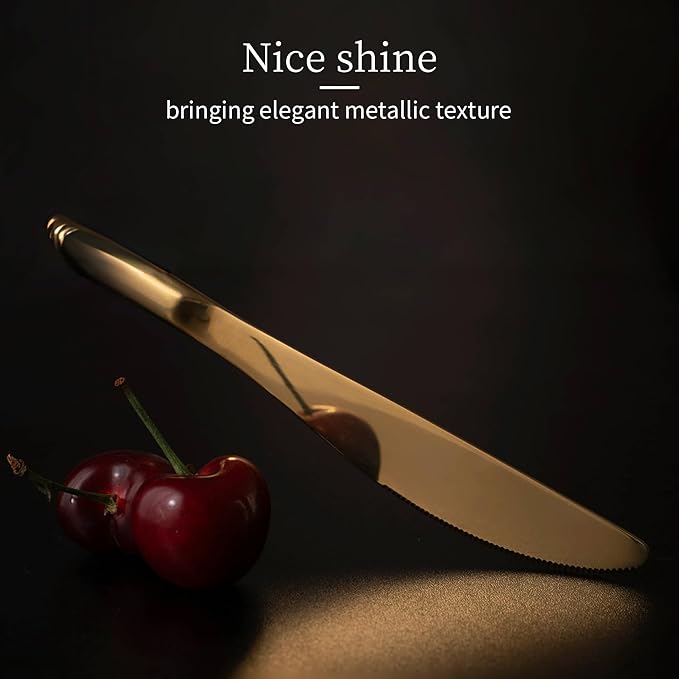 Black Silverware Set for 4 Elegant 20 Piece Flatware Set 18/10 Stainless Steel Nice Weight Mirror Polished Unique Black Gradual Change Gold Cutlery Utensils Sets for Home Kitchen Restaurant