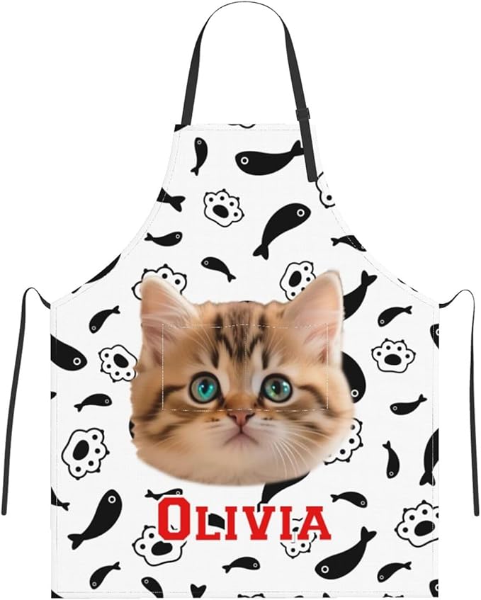 Custom Face Apron for Men Women, Personalized Photo Apron with Pockets, Customized Kitchen Aprons