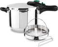MAGEFESA DYNAMIC 6.3-Quart Fast Pressure Cooker Pack + Steam Basket, 18/10 Stainless Steel, Energy Efficient, Suitable for All Stovetops Including Induction
