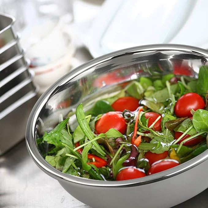 4 Packs Stainless Steel Mixing Bowls, Nesting Metal Bowls for Cooking and Serving (9.6"x3.5")