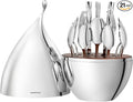 KINGSTONE Silverware Set with Waterdrop Storage Organizer, Luxury 20 Piece Flatware Set for 4, 18/10 Stainless Steel Cutlery Set with Diamond Cut Pattern Ideal for Kitchen,Party and Gift