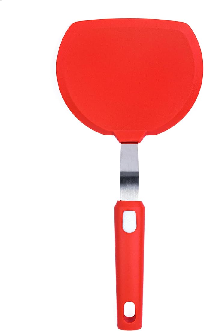 Wide Silicone Pancake Spatula – Large Heat-Resistant Turner for Cooking | Nonstick Safe | Stainless-Steel Reinforced Core & Easy-Grip Handle