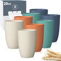 Wrova Wheat Straw Cups 8 PCS Good Alternative to Plastic Reusable Cups 20 oz Unbreakable Drinking Cup Reusable Dishwasher Safe Water Plastic Glasses Colorful Series