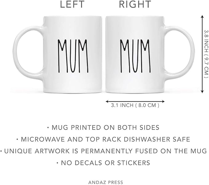 Andaz Press Simple Rustic Farmhouse Kitchen Decor 11oz. Ceramic Coffee Tea Mug Gift, Mum, 1-Pack, Birthday Christmas Gift Ideas for Family, Friends