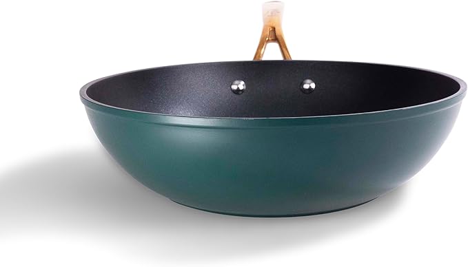 frök All-In-One Non-Stick Fry Pan Meets Wok with Lid, 11-Inch, Green & Gold