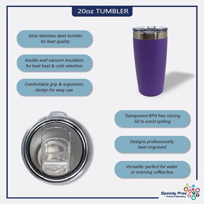 Stainless-Steel Engraved Travel Mug Tumbler 20 Oz Keep Calm and Run on Thermal Coffee Cup Purple