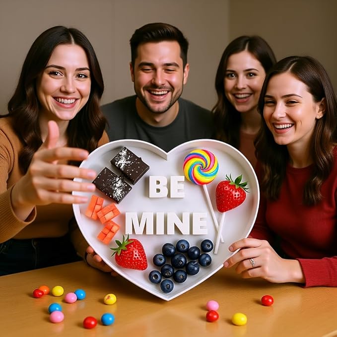 Customazible Heart Shaped Box Form Tray – Reusable Plastic for Treats, Charcuterie Boards, Cake Pops, Candy | Valentine's Day, Parties, Special Occasions - 10" & 13" (BE Mine)