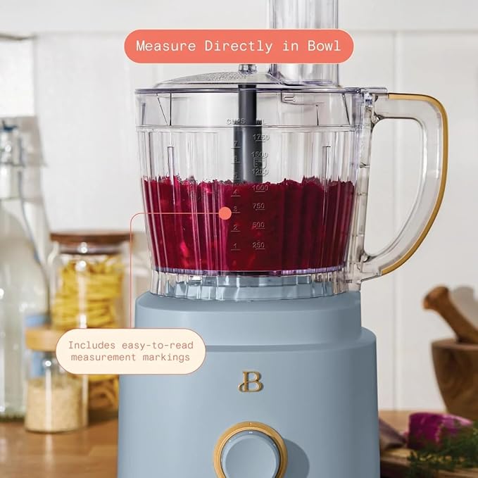 Beautiful 10‑Cup Food Processor ‑ 500 W, Variable Speed, Twist‑Lock, Dishwasher‑Safe Parts, Included Accessories (Cornflower Blue)