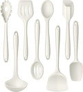 LIANYU 8Pcs Kitchen Cooking Utensils Set, Silicone Utensil Sets, Heat Resistant Kitchen Gadgets Essentials for Nonstick Cookware with Spatula, Spoon, Tuner, Ladle, Dishwasher Safe, White