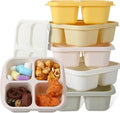 Honeydak 5 Pack Snack Containers 4 Compartment Bento Snack Boxes Reusable Lunchable Containers with Lids Divided Meal Prep Lunch Food Storage Box for School Work Travel (Lemon Color,Equal)