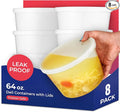 Stock Your Home 64 oz Plastic Deli Containers with Lids (8 Pack), Half Gallon Reusable Freezer Containers, Disposable Food Storage Containers with Lids, To Go Soup, Microwave Safe
