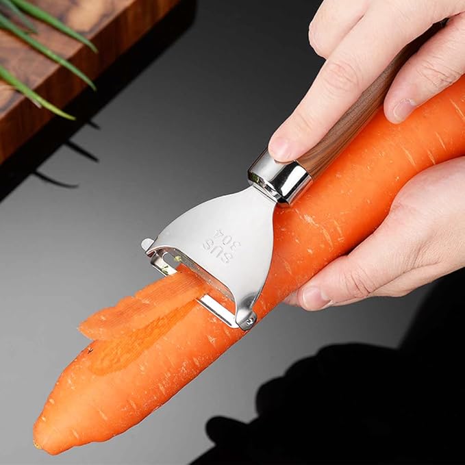 Y-Shaped Vegetable Peeler with Non-Slip Wood Grain Handle, Ergonomic Stainless Steel Potato & Fruit Peeler for Effortless Peeling - Professional Kitchen Peeler