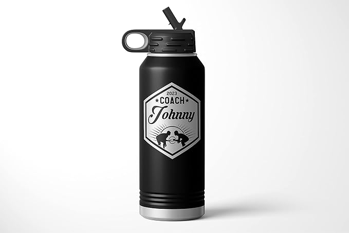 Wrestling Coach gifts, Tumbler, Coach tumbler, Wrestling gifts, Coach Beer glass, Coach gift, Coach gifts, Wrestling Coach (Wrestling Hexagon, Black, 32oz Water Bottle)