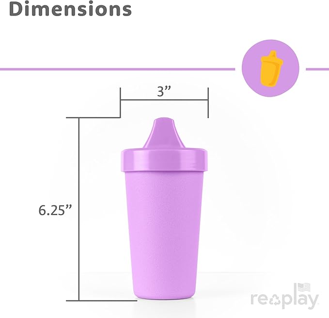 Re-Play Spill-Proof Sippy Cups - Reusable 10 Oz Set of 4, Dishwasher & Microwave Safe, Made in USA, Princess
