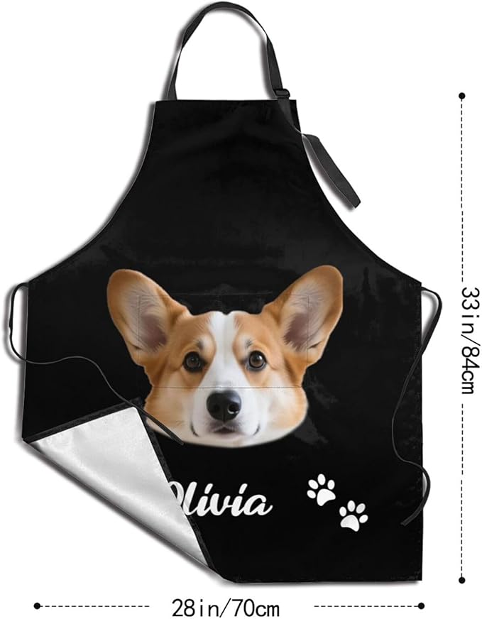 Custom Face Apron for Men Women, Personalized Photo Apron with Pockets, Customized Kitchen Aprons