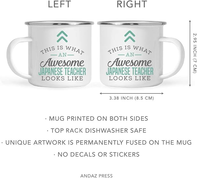 Andaz Press 11oz. Stainless Steel Campfire Coffee Mug Gift, This is What an Awesome Japanese Teacher Looks Like, 1-Pack, Birthday Gift Ideas Coworker Him Her, Includes Gift Box