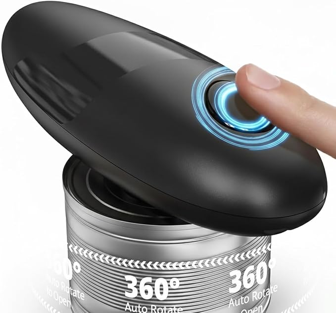 Electric Can Opener – Smooth Edge Automatic Can Opener for Seniors with Arthritis, One-Touch Battery Operated Can Opener, Hands-Free Safe Kitchen Gadget for Home, Travel & Camping