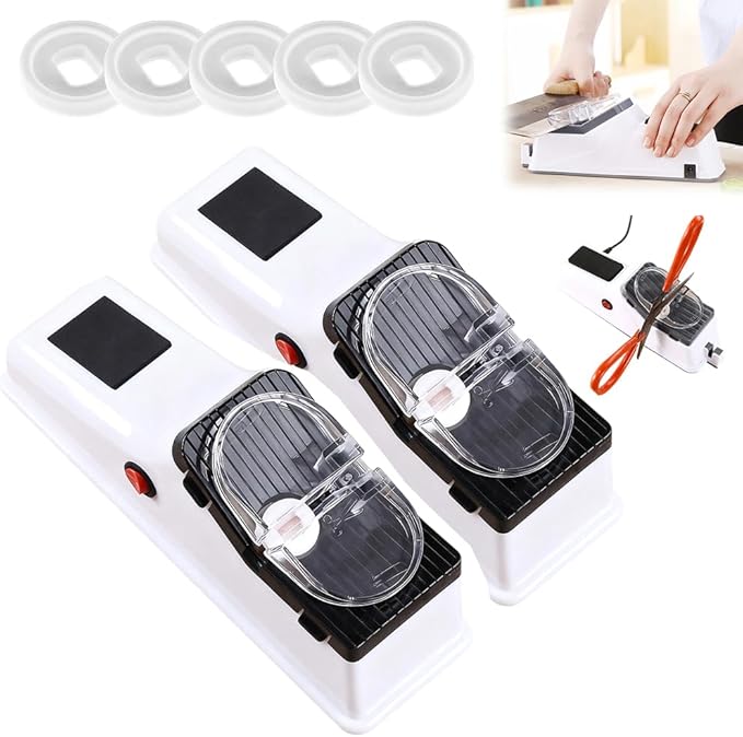2026 New Electric Knife Sharpener, USB Electric Knife Sharpener with Replacement Grinding Tools, Double-sided Knifes Sharpener, Stable Non-Slip Base, Quick Sharpening & Polishing (2)