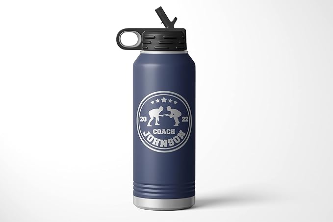 Wrestling Coach gifts, Tumbler, Coach tumbler, Wrestling gifts, Coach Beer glass, Coach gift, Coach gifts, Wrestling Coach (Wrestling Circle, Navy, 32oz Water Bottle)