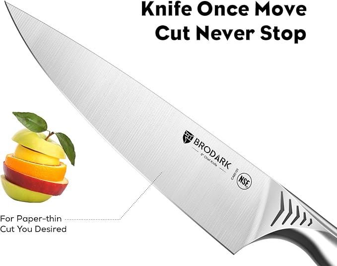 BRODARK Kitchen Knife Set with Block - 15-Piece Knife Block Set with Built-in Sharpener - High Carbon Stainless Steel Kitchen Knives Set for Kitchen - Christmas Gift, Shark Series