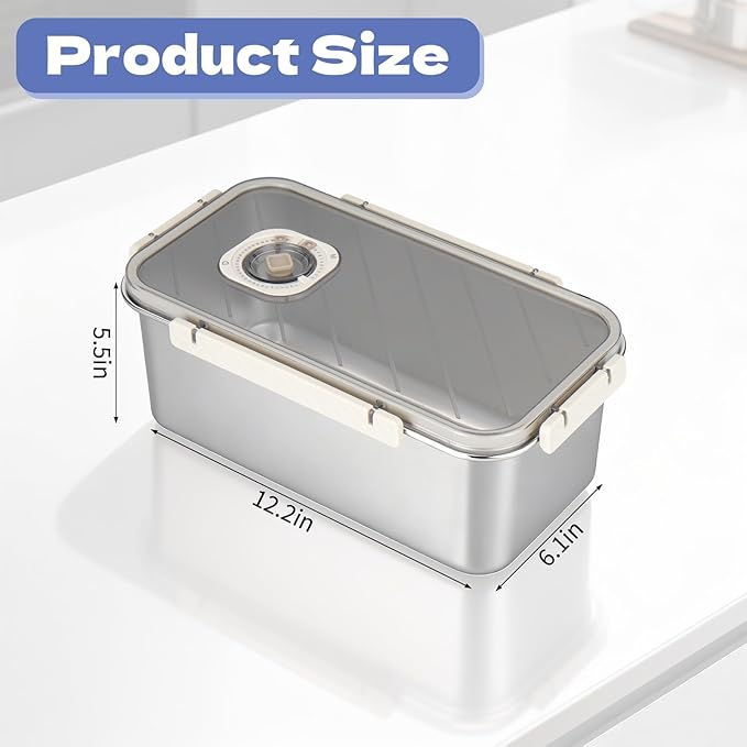 Bread Box for Homemade Bread with Lid, Time Recording Bread Storage Container, Airtight Fresh Bread Holder bin For Kitchen Countertop, Dishwasher Safe