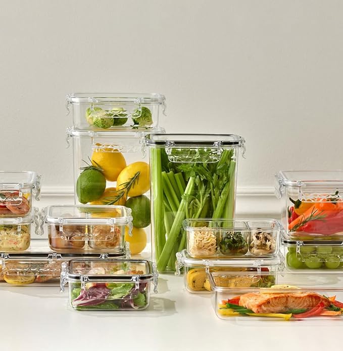 Airtight Food Storage Containers with Lids Gift Set (6 pack) BPA-Free | Clear | Microwave, Freezer and Dishwasher Safe | Leak-Proof | Kitchen Fridge Organizer Fruit Boxes | Fresher Food