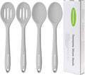 Silicone Spoon, Nonstick Kitchen Silicone Slotted Solid Spoons for Cooking Dishwasher Safe for Nonstick Cookware, Heat Resistant Grey Silicone Serving Spoon BPA Free for Mixing Stirring