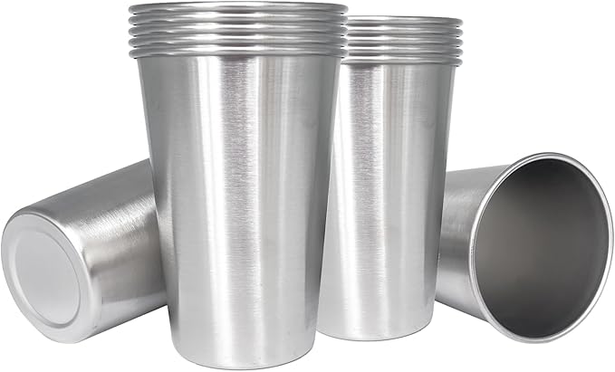 16OZ 12pack Stainless Steel Pint Cups Shatterproof Cup Unbreakable Tumblers -Metal Cups - Stackable Durable cup，Chilling Beer Glasses, for Travel, Outdoor, Camping, Everyday，Restaurant