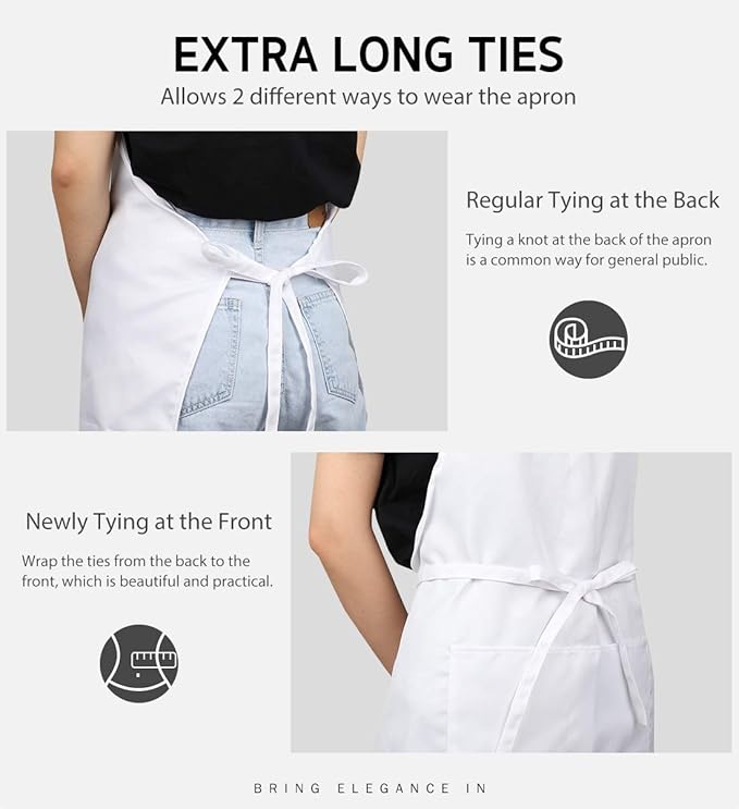 Syntus 4 Pack Adjustable Bib Apron with 2 Pockets Cooking Kitchen Aprons for Women Men Chef