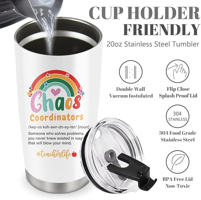 Tiny Human Tamer Tumbler, Daycare & Preschool Teacher Appreciation Gifts - 20oz Travel Coffee Mug